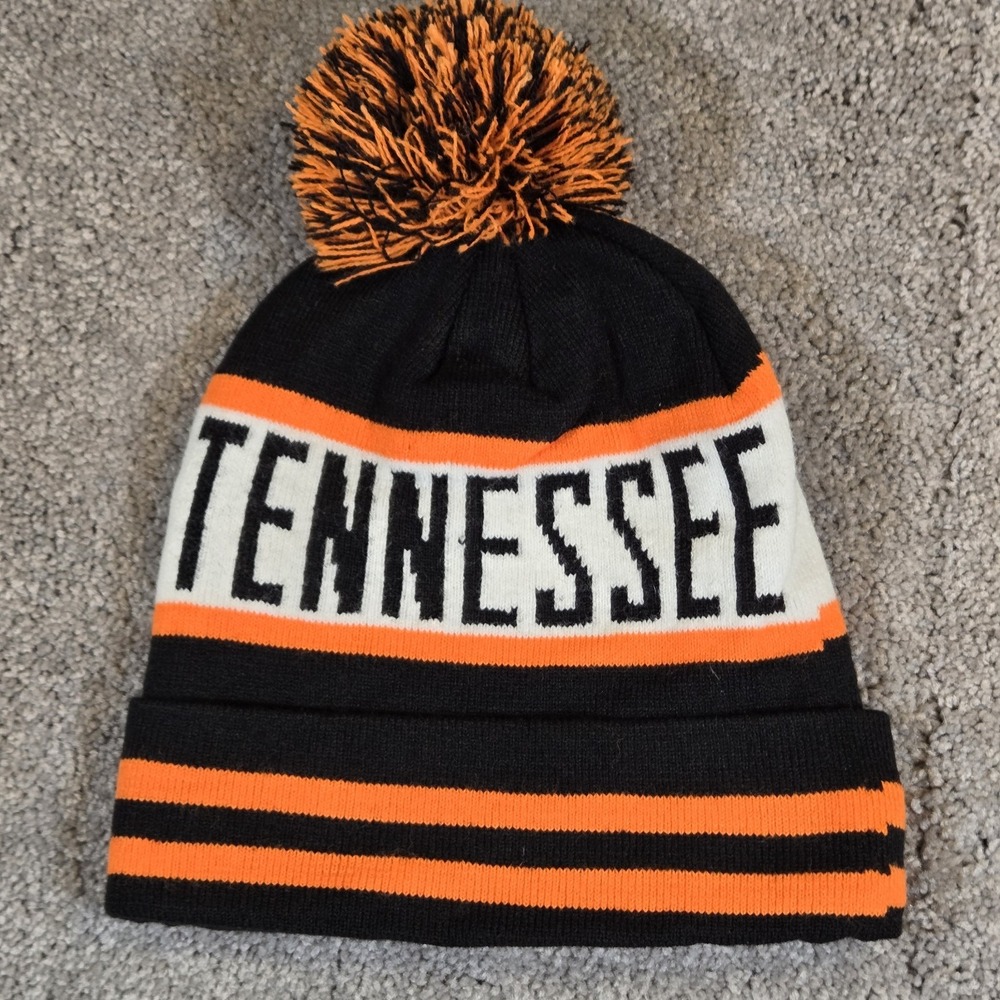 Tennessee Volunteers Beanie Orange Black Knit Stocking Cap‎ Pom Pom Vols